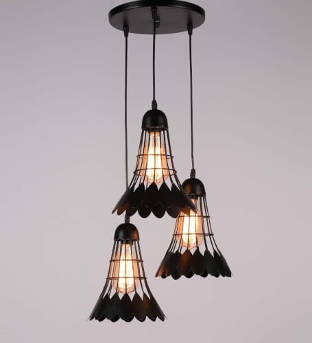 Image of Badminton Shuttle Black Hanging Light for Home Decor 3-Light Pendant Lamp Metal Ceiling Hanging Light (Bulb Not Included) Cluster Set