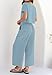 ZESICA Women's 2 Piece Outfits Linen Short Sleeve Crop Top and Wide Leg Pants Lounge Matching Set Tracksuits Trendy Clothes,SkyBlue,Medium