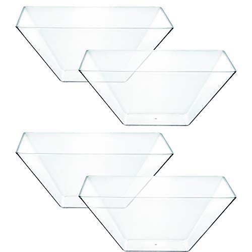 Plasticpro Disposable Square Plastic Small Clear Serving Bowls Extra Heavy Duty For Party's Snack Or Salad Bowl, Elegant Pack Of 4 #TOP8