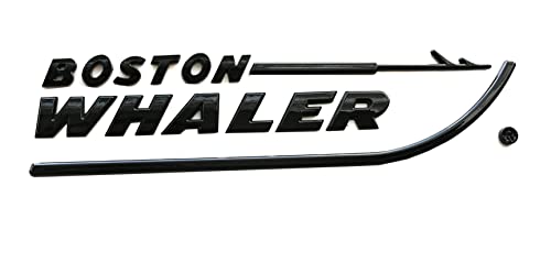 Image of 1pc Boston Whaler Emblem 3D Badge Nameplate Letter Size 8-3 /4 inch X 2 inch Peel and Stick (Glossy Black)