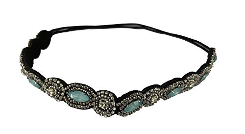 Rhinestone Beaded Hair Hoops Headbands Jewels Workmanship Headbands Elastic Non Slip Hair Bands Women Lady Girls Hair Straps Jewelry Accessories (Green)