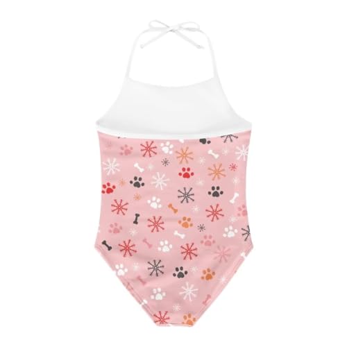 Image of Christmas Girls One-Piece Swimsuits Beach Halter Swimwear Bathing Suit for 3-10 Years