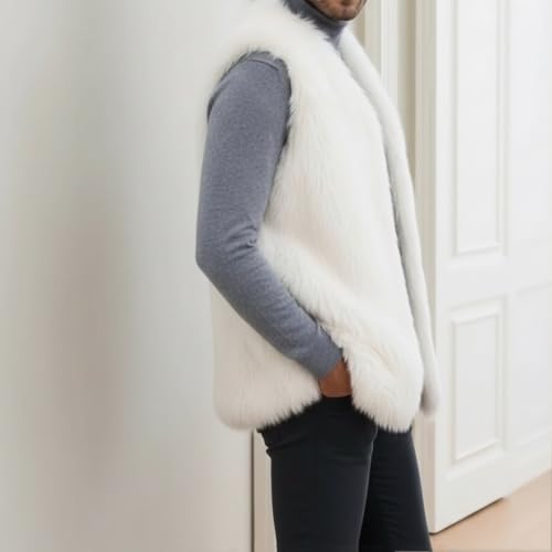 Image of Colf Men's Winter Sleeveless Faux Fur Vest Short Coat | Mens Faux Fur Jacket, Short Coat , Sleeveless Waistcoat, Winter Overcoat, Fluffy