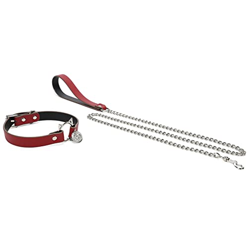 Emoi 首輪 人間 sm リード付き 女子 チョーカー 鈴 ファッション 可愛い 猫耳 吊り輪 地雷系 コスプレ アクセサリー お洒落な女王様 レディース choker smグッズ smプレイ コスチューム 仮装小物・小道具 調節可能 初心者向け レッド - 画像1