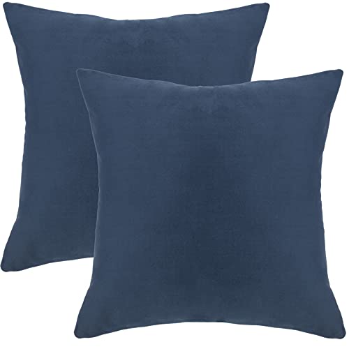 Image of Cazimo Velvet Cushion Covers for Bed, Sofa and Couch - 16 * 16 inches | Ideal for Living Room | Set of 2, Blue