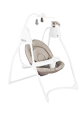 Graco Lovin' Hug Balancelle électrique pour bébé, de la naissance à environ 9 mois (9 kg), arceau de jeu inclus, musique et sons naturels, pliable, coloré, Little...