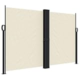 Qnhdfrt Seitenmarkise Ausziehbar Creme 160 x 600 cm aus wetterfestem Polyester mit Stahlrahmen Modernes Design Robust und Platzsparend für Balkon Terrasse Garten und Indoor-Raumtrennung