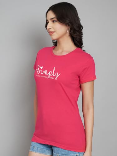 Image of Women Cotton Regular Fit Round Neck T-Shirt (Simply)