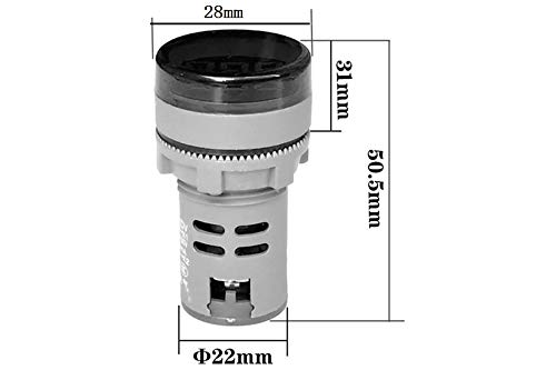 Miniatura 3 de Voltímetro digital de CA 80-500V 110V 220V 380V rojo, verde, amarillo, azul, blanco, pantalla digital, cabeza redonda pequeña (paquete de 2) (rojo)