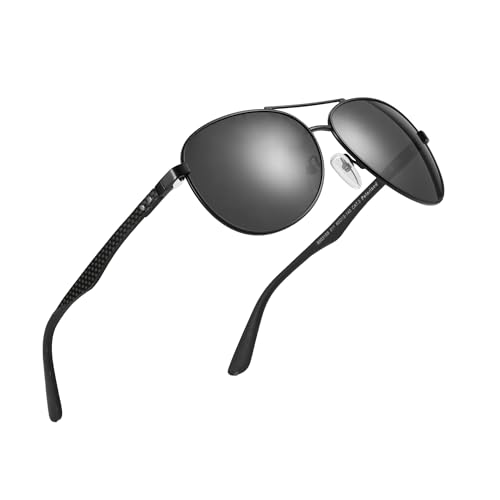 Image of ZENOTTIC Polarized Aviator Sunglasses for Men Carbon Fiber Temple Pilot Sun Glasses with Mirrored Lens UV Protection