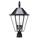 LUTEC 12513LE4-SL-Head LED Post Solar Light Outdoor, Dusk to Dawn Vintage Street Lights for Lawn Patio Yard Pathway Garden Mount (Base Not Included)