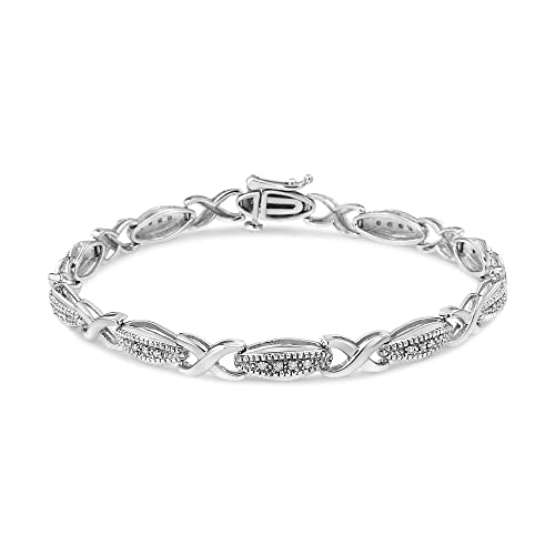 Haus of Brilliance .925 Sterling Silver 1/5 Cttw Round-Cut Diamond X Link Bracelet - Size 7.50" (I-J Color, I2-I3 Clarity)