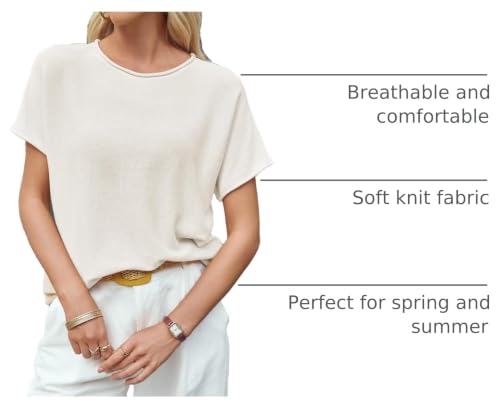 Image of Saodimallsu Women's Short Sleeve Lightweight Casual Crewneck Loose Fit Knit T-Shirt
