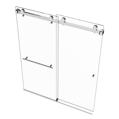 Eurotech Showers VITRA-200 56.5-59' W x 78' H Twinglide Frameless Shower Door w/ 3/8' Clear Tempered Glass (Chrome)