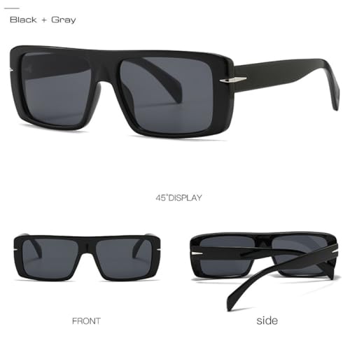 Lunettes de soleil rectangulaires rétro mode léopard UV400 rivets - 2