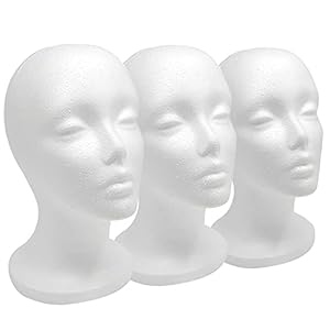 12″ 3 Pcs Foam Wig Head – Tall Female Foam Mannequin Wig Stand and Holder for Style, Model And Display Hair, Hats and Hairpieces, Mask – for Home, Salon and Travel
