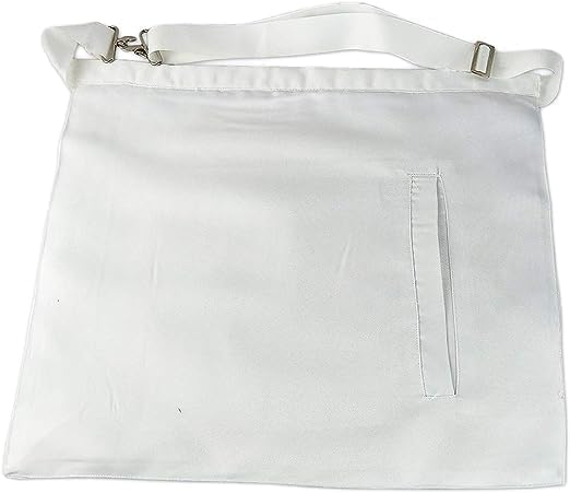 master mason white embroidered apron white ribbon border 14x16