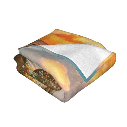 Couverture flanelle imprimée plage palmier jeté canapé doux chaud