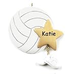 Personalized Volleyball Player Resin Christmas Ornament - Ball with Star and Shoes - Free Custom Name