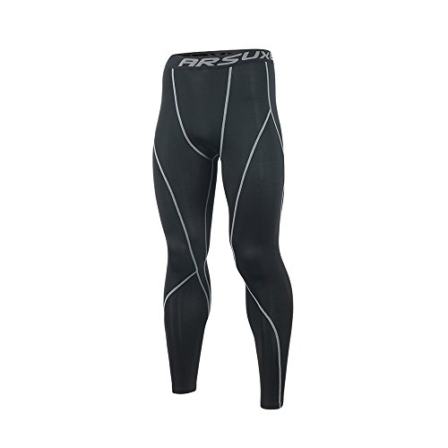 ARSUXEO Calça de compressão masculina legging de corrida K3 preta tamanho pequeno