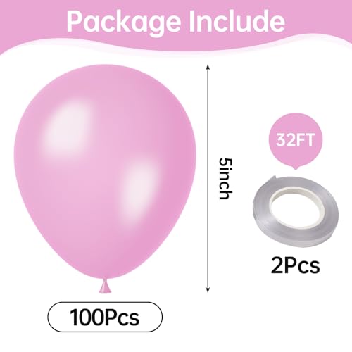 Image of Pearl Pink Balloons,100 Pcs 5 Inch Mini Matte Latex Balloons for Balloon Garland Arch, Birthday Decoration, Wedding Party, Baby Shower Decorations