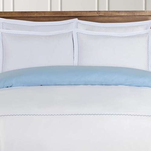 Majestic Giftware Madison Linen 8 Pcs 44" Twin Size Bedding Set (BL52-44T) | Normandy - Blue 400 TC 100% Cotton Sateen | 2 Fitted Sheets, 2 Duvets, 4 Pillowcases - Noble Collection
