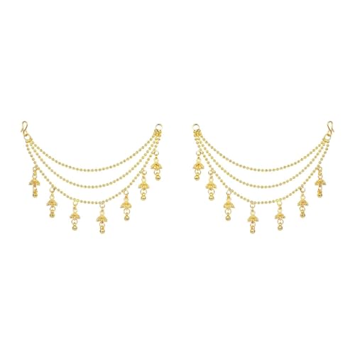 Efulgenz Indian Traditional Ear Chains for Earring support Indian Bridal Jewelry for Wedding Indian Jewelry for Women Layered Jhumka Tassels Charms Ear Support Chain Hair Accessory