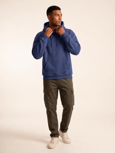 Image of JMIERR Mens Fleece Lined Oversized Hoodie Pullover Sweatshirts | Fall Winter Cozy fleece-lined pullover, adjustable drawstring hood, kangaroo pocket, regular fit, machine wash