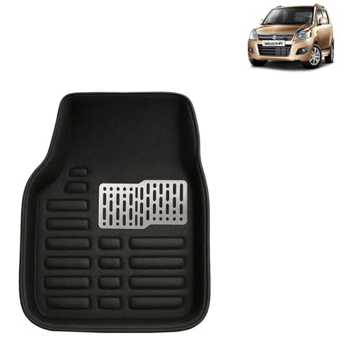 Kingsway Accessories Premium 4D Car Floor Mats Only Compatible with Maruti Suzuki Wagon R Year 2010 to 2018 All Model, Set of 3 Pcs, 100% Waterproof Tray Shape PVC 4D Car Foot Mats, Black