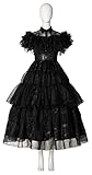 ELDTEC Wednesday Addams Cosplay Costume Xavier Thorpe Gothic School Uniform Enid Sinclair Dress Halloween Carnival Suit(Black, Large)