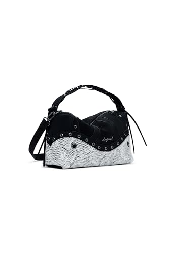 Sac bandoulière Desigual Bergamo noir aux finitions effet serpent