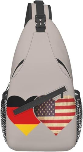 Mochila tipo bandolera unisex con banderas de Alemania y EE.UU. miniatura 1