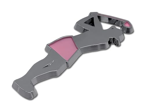 Image of Elektroplate Ladies Golfer OEM Chrome & Pink Emblem for Cars, Trucks, and All Auto | Universal Fit at 3.25 inch x 1.5 inch | Weatherproof