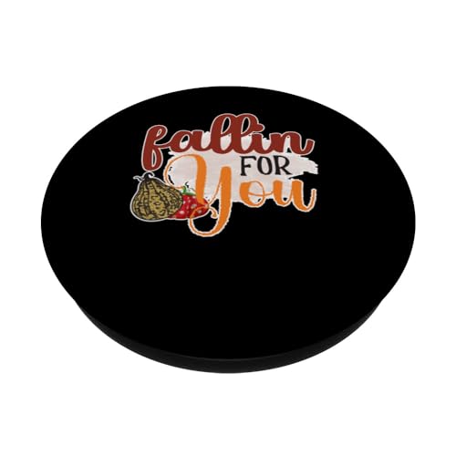 Fallin You Autumn Fall Thanksgiving For Season PopSockets Swappable PopGrip, Black - Image 2