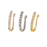 Hemobllo 3 Piezas Aros Falsos para Nariz U-Shaped sin Perforación Joyería Nasal Ligera y Elegante Plata Rosa y Dorado Fácil de Poner y Quitar para Mujeres y Niñas