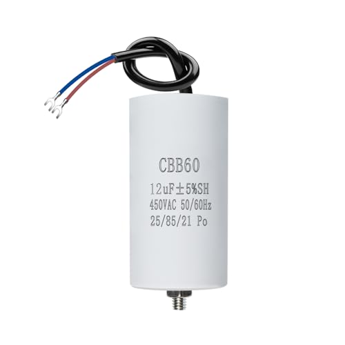 CBB60 450V 12µF 50/60HZ Condensador de arranque,Condensador de motor,Condensadores,Con cables M8,38x70mm,12UF,Para motor,Bomba de piscina,Compresores,Lavadoras