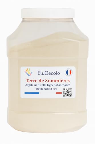 EluOecolo Made in France - Terre de Sommières 4kg (Hyper absorbante) - Boite hermétique avec doseur à l'intérieur - Conditionné dans Un ESAT