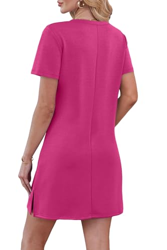 Image of RUMIA Summer Dresses for Women 2026 V-Neck Casual Sundresses T-Shirt Dress