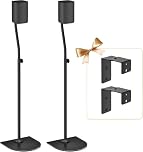 2 Pack Height Adjustable Speaker Stand Extend 33" to 42" WR Wall Mount for Samsung, Vizio, Bose, LG, Roku Rear Speaker and More Surround Sound Speaker Stand Pair Up to 5Lbs with Key Hole&Thread Hole