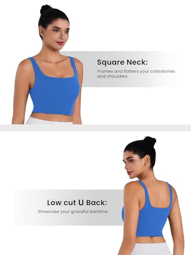 Image of Sunzel Square Neck Longline Sports Bra, Built-in Bra Crop Tank Top