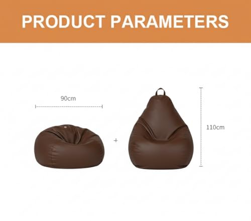 Image of 4XL Leatherette Bean Bag Chair with Footrest & Cushion with Beans Filled (Ready to Use) Color- (Brown, Bean Bag Only)