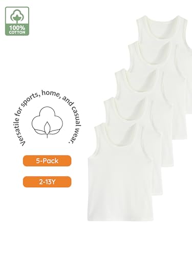 5-Pack Boys Cotton Tank Top Undershirts, White, 2-13Y,Sport Tank Top2