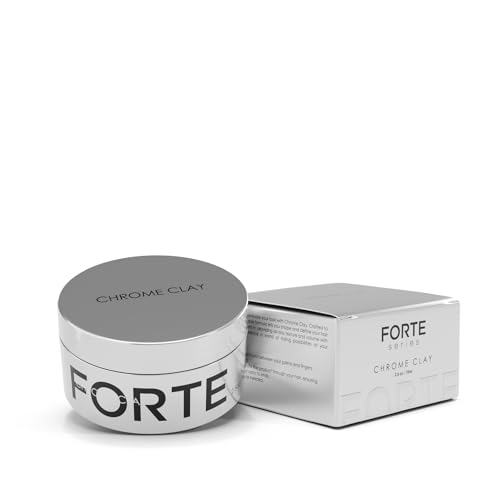 Forte Series Chrome Clay – Strong Hold Hair for Men | Matte Finish, Volumizing & Texture Enhancing | Kaolin, Biotin & Aloe Vera | Lightweight, Reworkable & Easy Wash-Out | 2.5oz