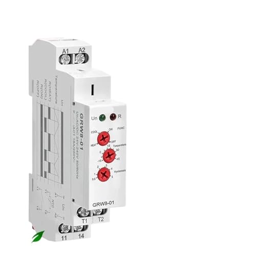 Relais de contrôle de température DIN GRW8-02 avec sonde de 2m et tension AC/DC 24-240V