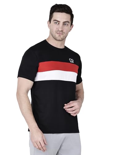 Image of Men Round Neck Half Sleeve Regular Comfort Dry-Fit Activewear Sports T-Shirt Pack of 1 Multicolour