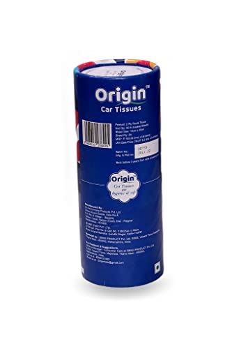 Image of ORIGIN Round Box Car Tissue | Perfect Fit Cup Holder Facial Tissue | Cylinder Tube Face Towel | Soft, Eco friendly & Chemical Free | 2-Ply Car Napkins For Travel, Home & Office (50 Sheets)