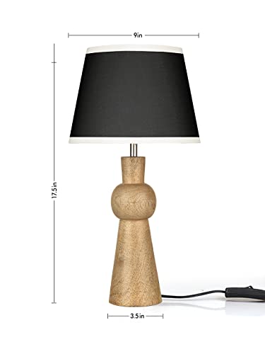 Image of Green Girgit Wooden Skirt Lamp with Black Cotton Shade