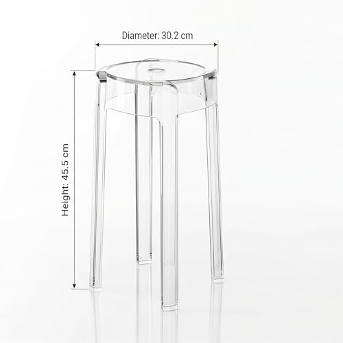 Image of The Artment your artistic apartment Transparent Color CrystalNest Acrylic Stackable Round Accent Stool, Modern Side Stool for Living Room, Bedroom and Home & Office (Set of 3)