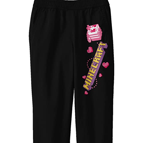 Minecraft Block Butterfly Flying Over Logo Youth Black Graphic Sweatpants2