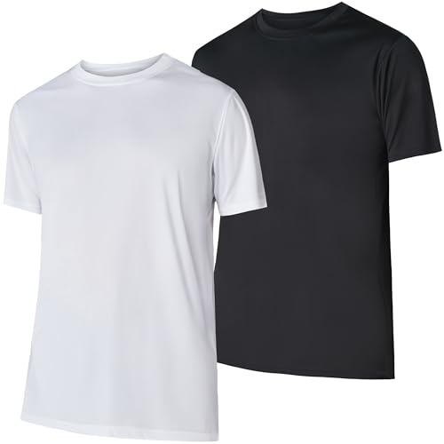 Men’s Athletic Short Sleeve Gym Workout T-Shirts 2 Pack Mens Dry Fit Tees Moisture Wicking Crew Neck Running T Shirt for Men2